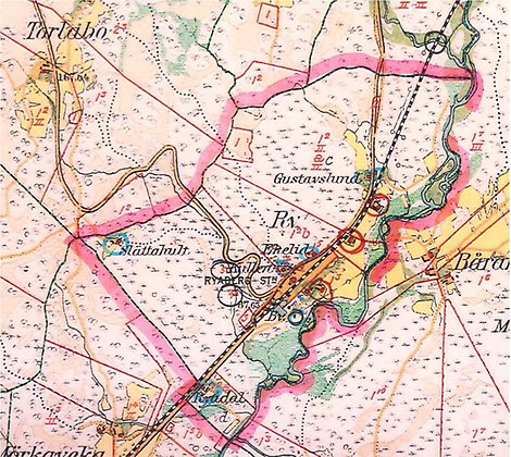 Karta över hur byn såg ut på 1920-talet