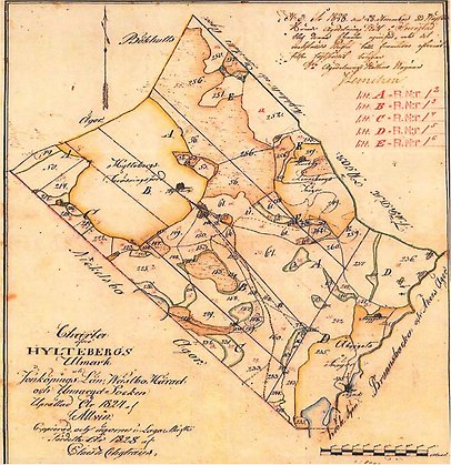 Karta över Hyltebergs utmark 1824