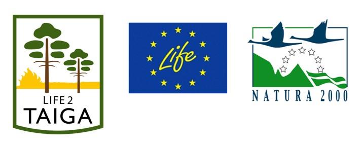 Logotyper Life2Taiga, EU och Natura2000