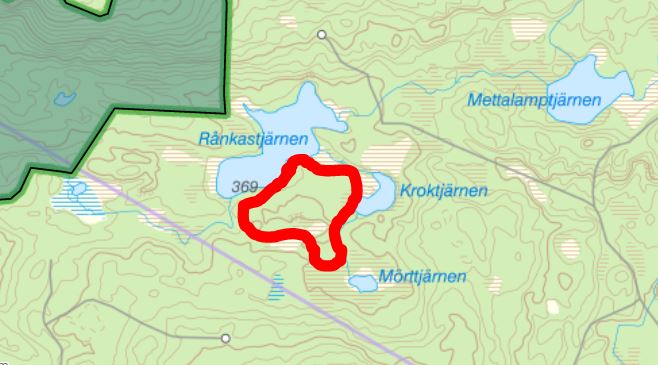 Översiktskarta över bränningsområdet i natura2000-området Hagåsen.