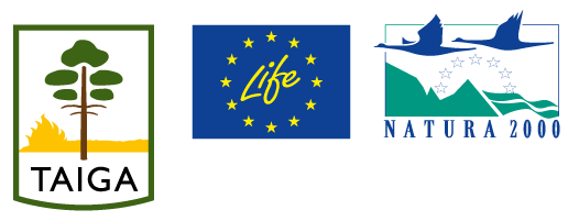 Logotyper för projekt Taiga, projekt Life och Natura 2000