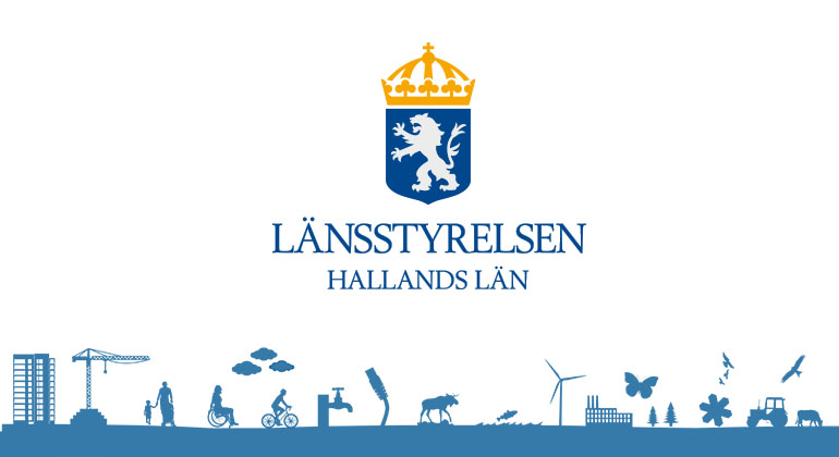 Länsstyrelsen i Hallands läns logotype, blidmaner i blått i nederkanten.