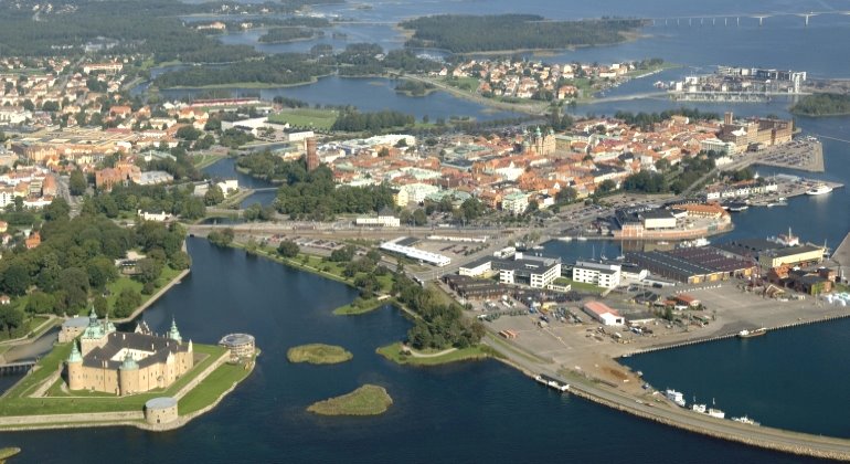 Flygbild Kalmar stad, riksintresset K48 Kalmar