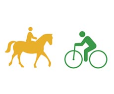Grön cykelsymbol, gul ridsymbol