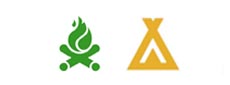 Symbol eld grön, tält gul