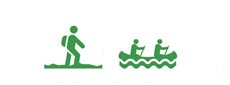 Symbol vandring och paddling grön