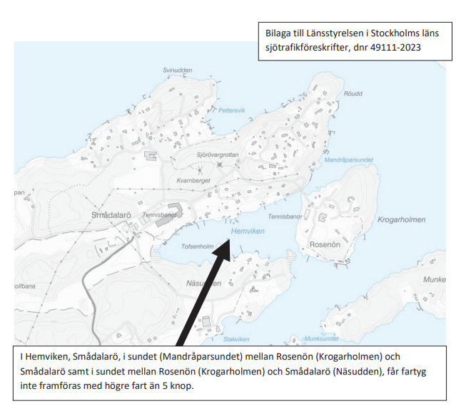 Karta över Hemviken, Smådalarö, i sundet (Mandråparsundet) mellan Rosenön (Krogarholmen) och Smådalarö samt sundet mellan Rosenön (Krogarholmen och Smådalarö (Näsudden)