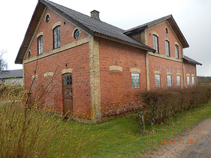 Fotografi på Sannarps mejeri, en gammal tegelbyggnad