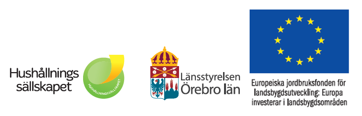 Logotyp Hushållningssällskapet, Länsstyrelsen i Örebro län och Europeiska jordbruksfonden för landsbygdsutveckling