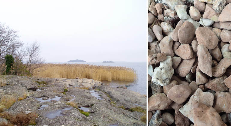 Stenhäll och kalkstenar i naturreservatet Slätön-Medholma