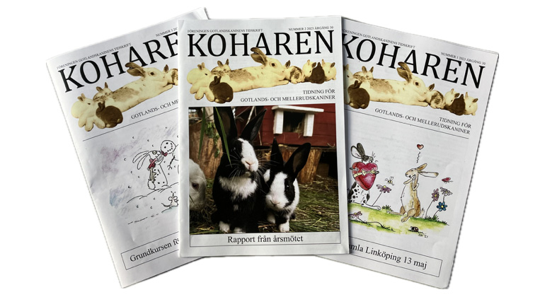 Tre exemplar av medlemstidningen Koharen.