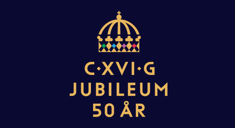 Emblem till firandet av Kungens 50 år på tronen. 