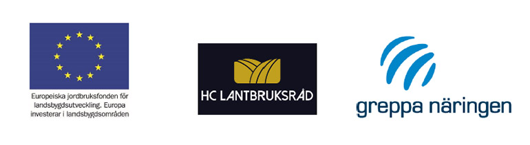 Logotyper för Europeiska jordbruksfonden, HC Lantbruksråd och Greppa näringen.