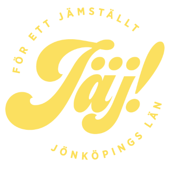 En logga i gult som visar Jäj - för ett jämställt Jönköpings län