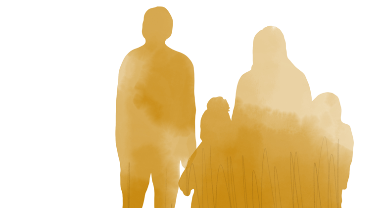 Illustration på familj bakifrån.