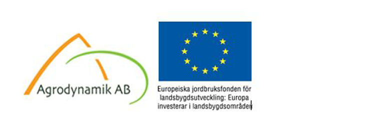 Logotyper Agrodynamik AB och Europeiska Jordbruksfonden,
