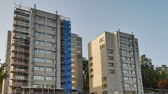 Bild: Nybyggda flerbostadshus på Campus Lappis. Foto: Länsstyrelsen.