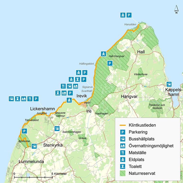 Klintkustleden Karta: © Lantmäteriet © Länsstyrelsen i Gotlands län