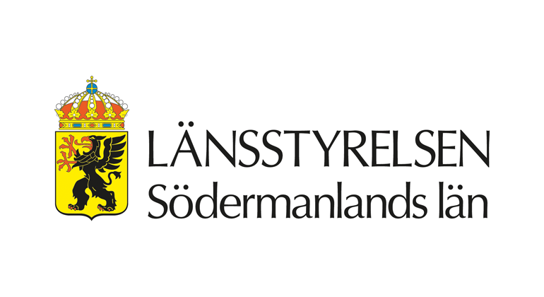 Länsstyrelsen i Södermanlands läns logotyp med länsvapnet som föreställer en grip till vänster och text till höger.