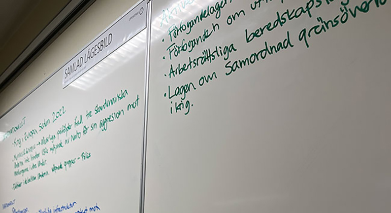 Text på en whiteboard-tavla