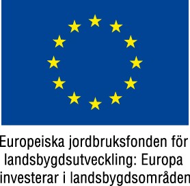 EU-flagga med texten, Europeiska jordbruksfonden för landsbygdsutveckling. Europa investerar i landsbygdsområden