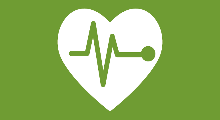 Illustration, hjärta med puls som symboliserar hälsa