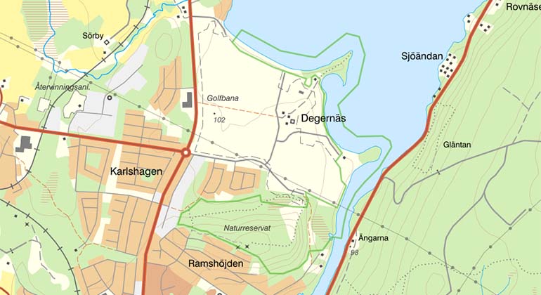 Karta över Degernäs-Ramshöjden