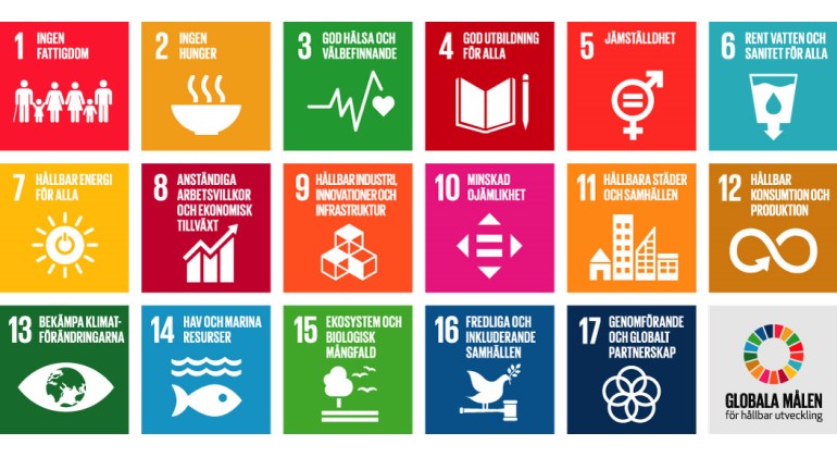 Bild illustrerar de 17 globala målen. 