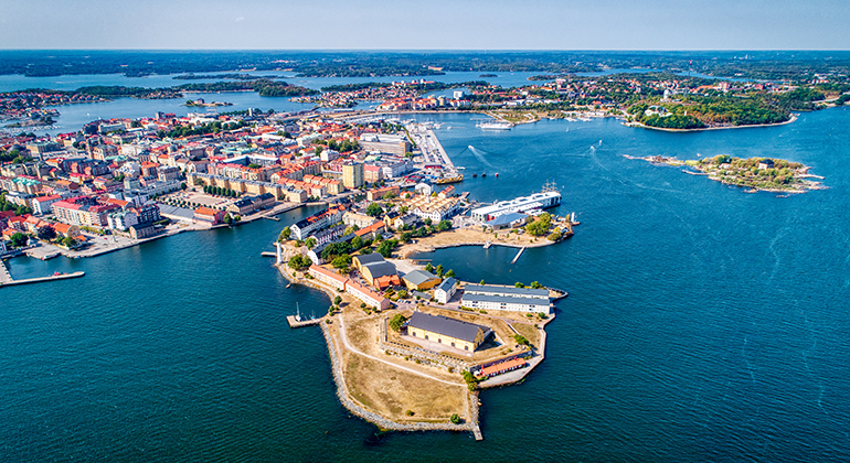 Flygbild över Karlskrona.