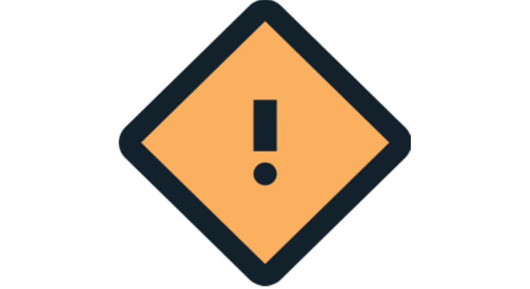 Symbol för orange vädervarning: Stående orange kvadrat med svart utropstecken inuti.