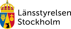 Länsstyrelsen Stockholms logotyp i färg med vapnet till vänster och texten Länsstyrelsen Stockholm till höger.