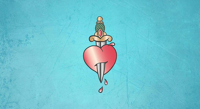 Illustration av ett hjärta och ett svärd