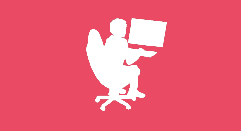 Illustration av person som sitter vid en datorskärm