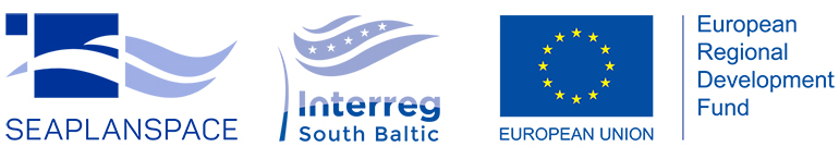 Fyra olika logotyper: Seplanspace, Interreg South Baltic, European Union och European Regional Development Fund