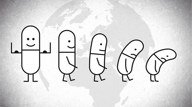 Illustration av hur antibiotikan effekt avtar