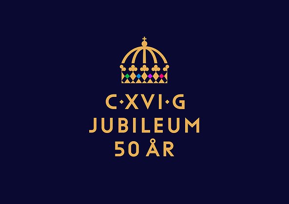 Jubileumsemblem inför Kungens firande av 50 år på tronen under 2023