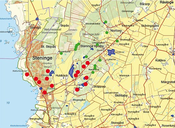 Karta över fornminnen i Steninge