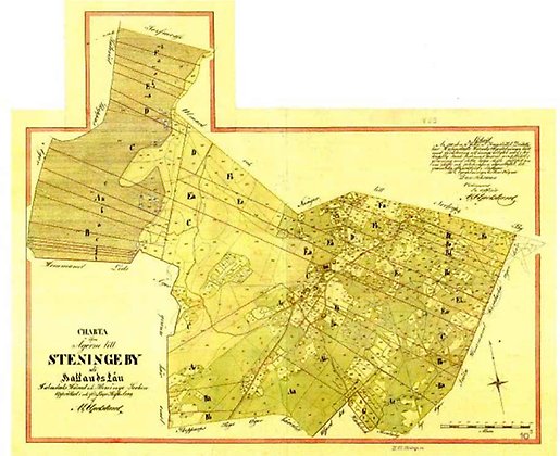 Karta över Steninge by 1839