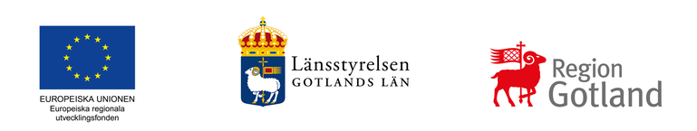 Region Gotland, Länsstyrelsen i Gotlands län och EU:s loggor. 