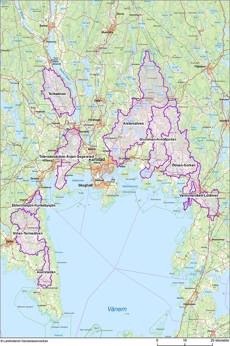 Kartbild över Greppa-områden i Värmlands län