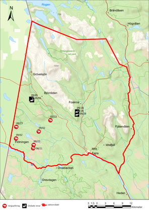 Karta som visar jaktområdet