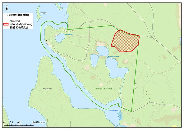 Karta över bränningsområdet vid Kittelfältet på Brattforsheden.