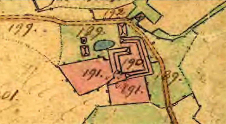 Gammal ritad karta över Prästgården