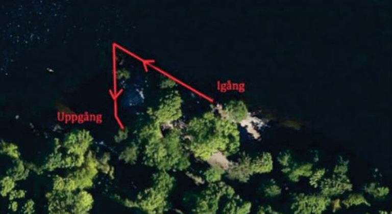 Kartbild på simsträcka 1, Långholmens klippbad från strand till strand. 