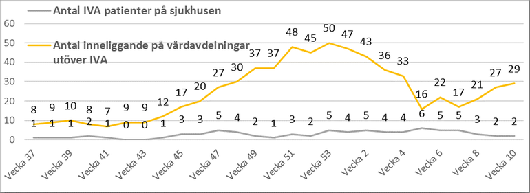 Graf som visar antal covid-19-patienter i Dalarna 