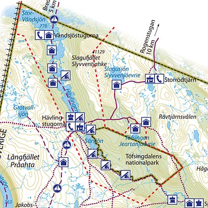 Karta som visar område med restriktioner för tält och eldning