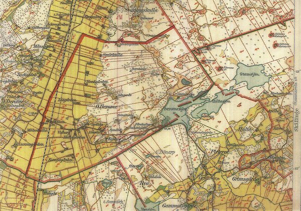 Karta över Östra Derome 1920