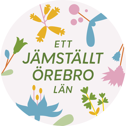 Illustration med blommor och texten "Ett jämställt Örebro län"