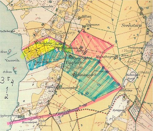 Karta över Ugglarp på 1920-talet.