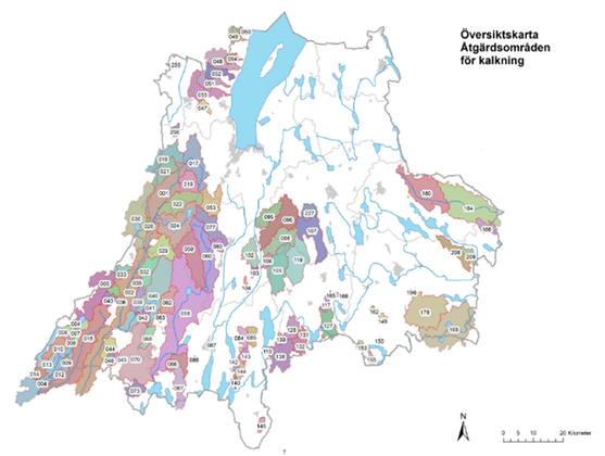 Karta över kalkåtgärdsområden i Jönköpings län